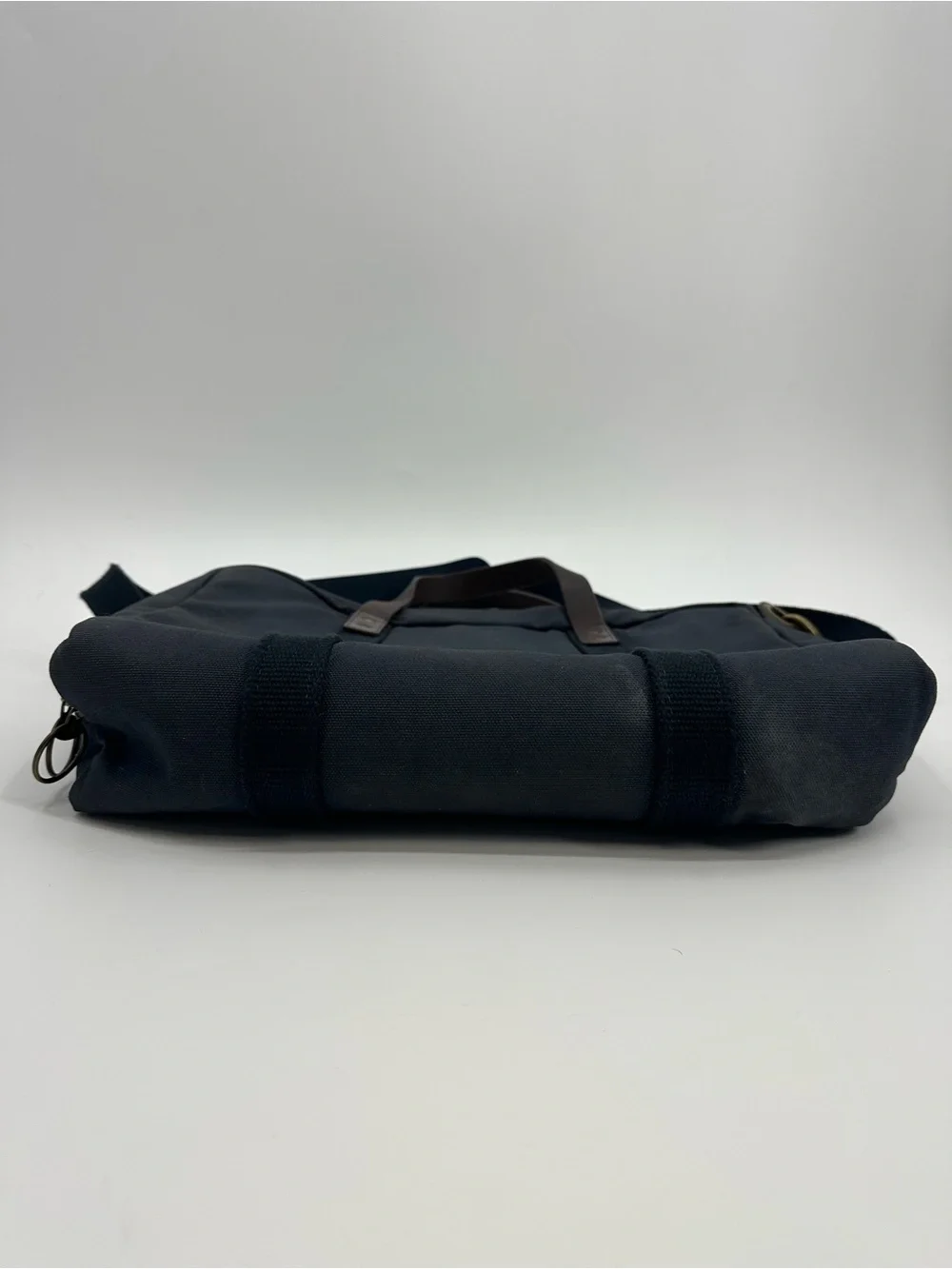 Lands' End Black Canvas Laptop Bag with Brown Leather Handles